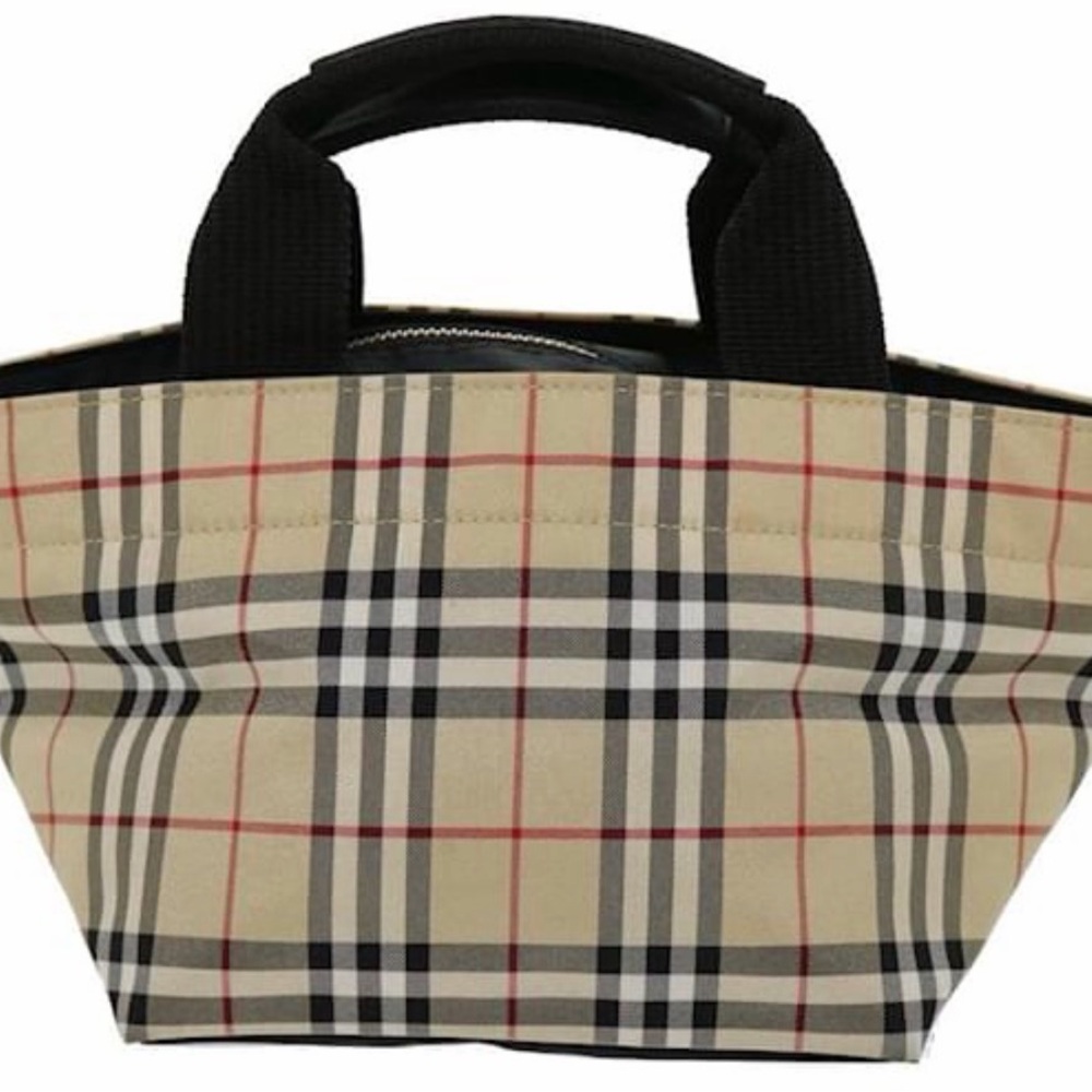 Burberry Beige Check Mini Tote with Black Handles - Picture 2 of 6